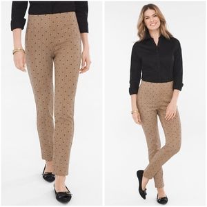 Chico's So Slimming Juliet Straight-Leg Brown Tan Herringbone Pants Work Wear